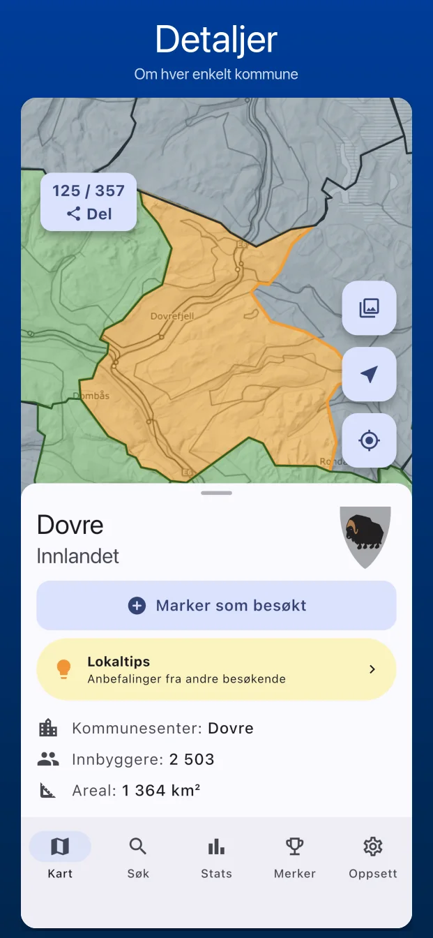 Detaljvisning av en kommune